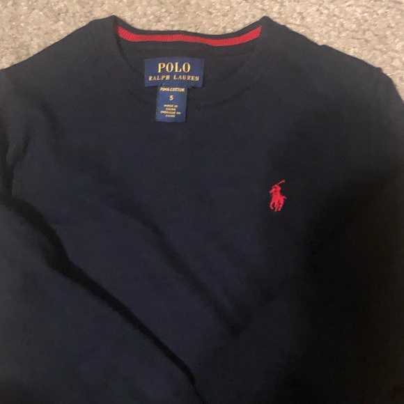 Boys Navy Polo Sweater - Picture 1 of 2